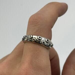Vintage Silver Weird Chunky Polka Dot Ball Band Ring